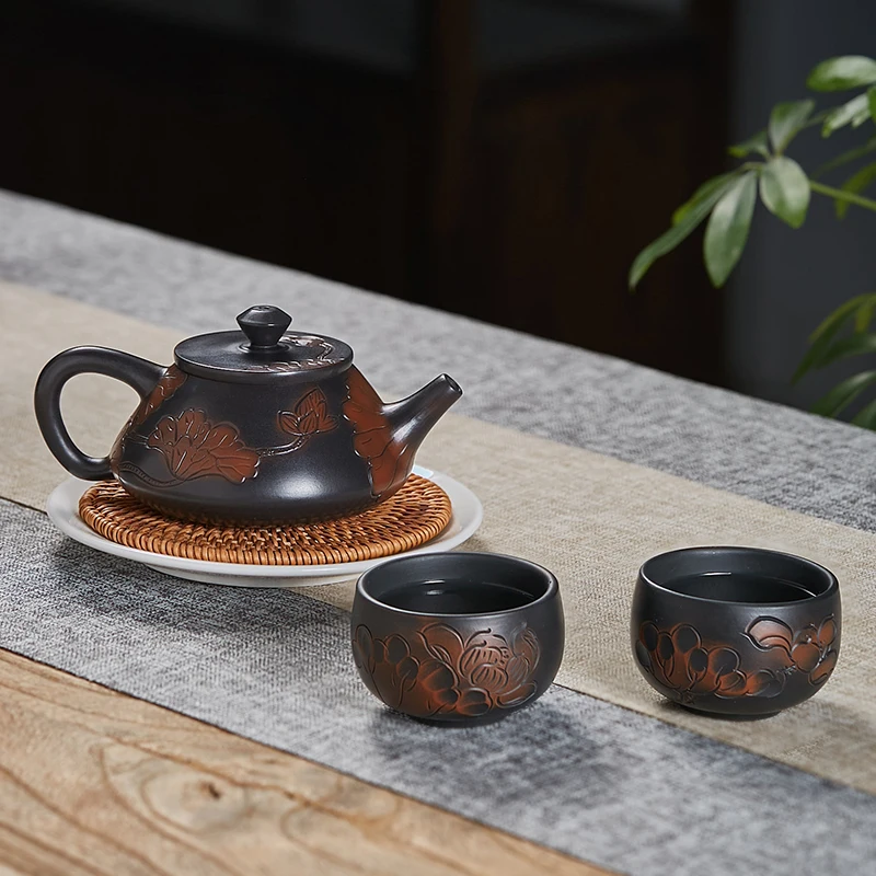 

Purple Pottery Teapot Pure Handmade Painted Simple Samovar Chinese Style Kung Fu Tea Set Ceremony Teteras Stove Kettle EI50TP