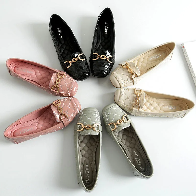 

2020 Flat Shoes Woman Loafers Women Boat Shoes Party Wedding Dress Soft Bottom Square Toe Striking Luxury Brand Design Style