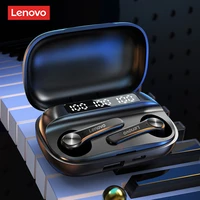 new lenovo wireless earphone qt81 bluetooth 5 0 waterproof headphones touch button hifi stereo earbuds 40mah battery with mic