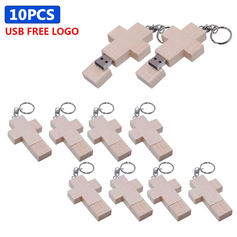 

10pcs/lot Wooden rotatable USB flash drive 4GB 16GB 32GB 64GB U disk memory stick pen drive with metal keychain business gifts