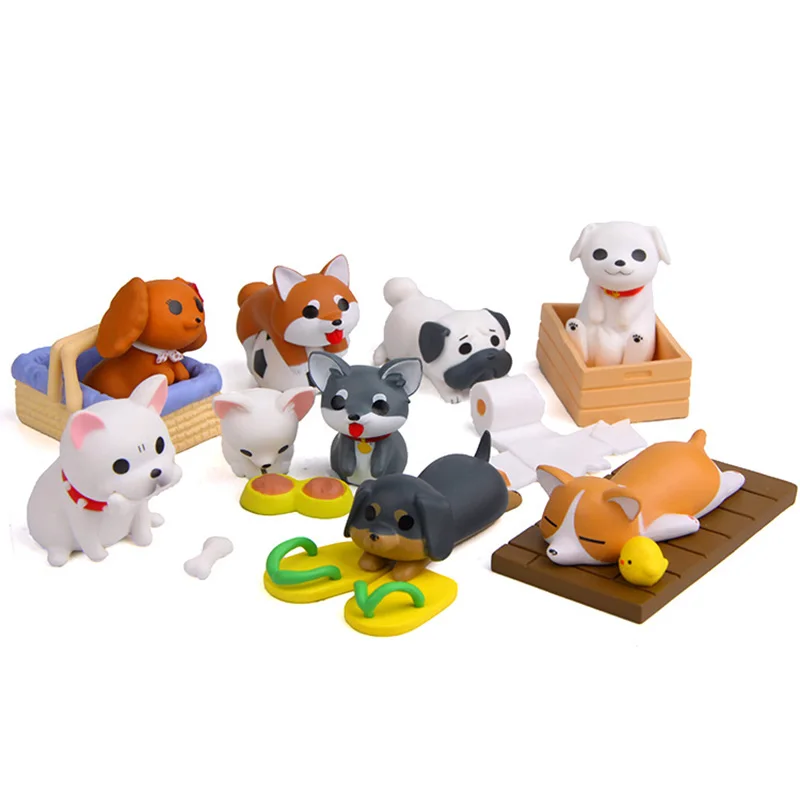 

Funny Dog Figurines Set Cute Puppy Animal Miniature Model Collectible Dolls Playset Little Pet Anime Figures Kids Toys 8pcs