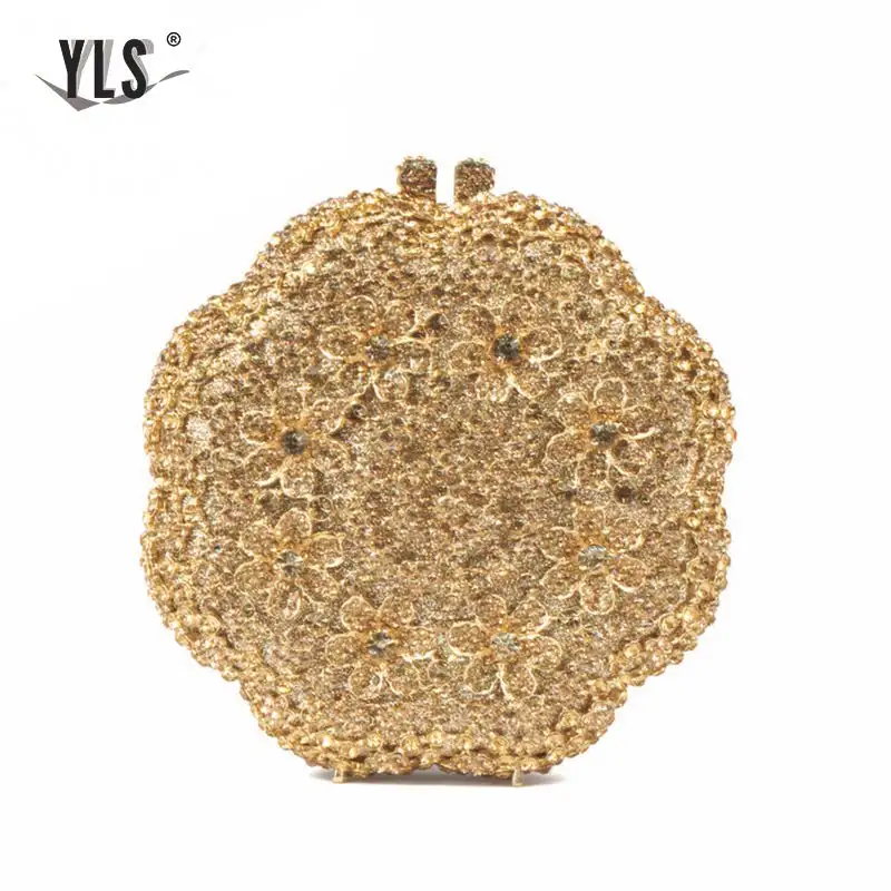 Золотой цветок Кристалл Вечерний Клатч ручная сумка для особых случаев 2017 летний