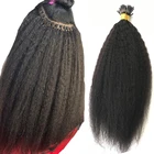 Кудрявые прямые человеческие волосы с I-образными кончиками, бразильские накладные волосы Remy, натуральный черный цвет для женщин, 1 гпрядь, 100 гпучок