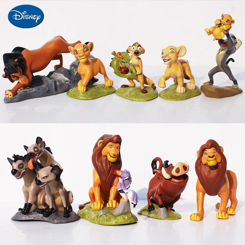 9 шт./комплект Фигурки Disney The Lion King: Simba, Mufasa, Nala, Hyenas, Timon, Pumbaa, Sarabi, Sarafina, Scar. ПВХ фигурки-куклы игрушки.