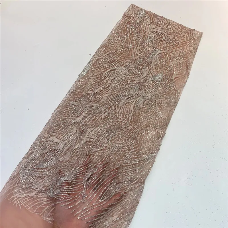 

High Quality Sequins Lace Fabric Net African Lace Embroidery Tulle Lace Fabric For Nigerian Wedding Party Dress ZX9065