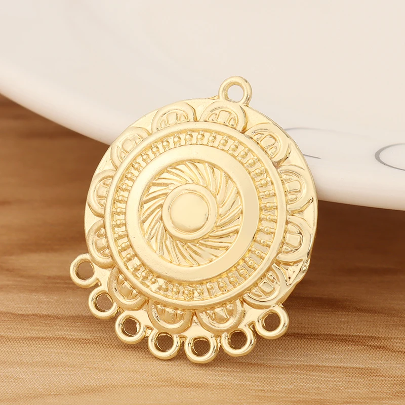 

10 Pieces Gold Tone Round Chandelier Connectors Charms Pendants for Earring Necklace Jewellery Making 30x25mm