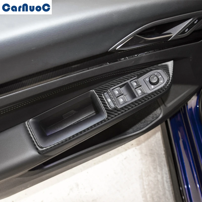 

For Volkswagen VW Golf 8 MK8 GTI 2021 Car Window Control Button Panel Trim Decal Cover Carbon Fiber Sticker Styling Accessories