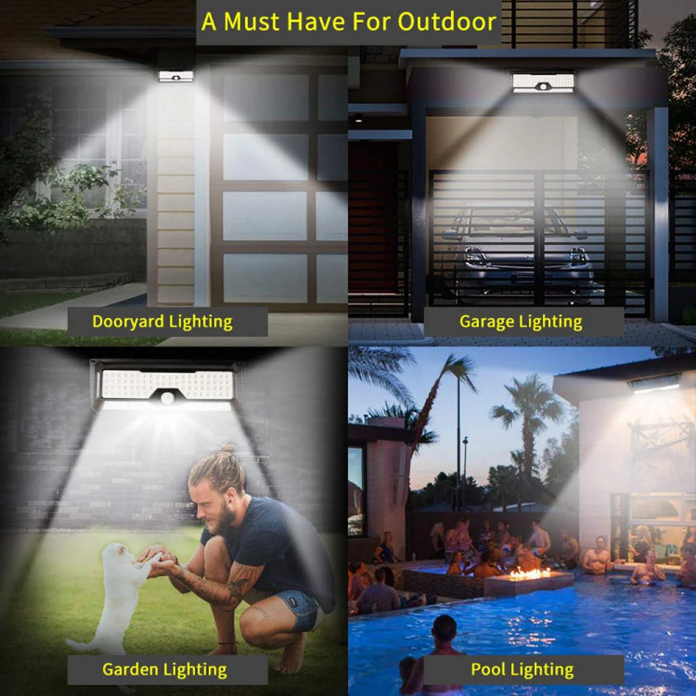 

180 100 LED Solar Lamp Motion Sensor Sunlight Waterproof Outdoor LED Solar Light Powered Garden Decoration Street Wall Lights