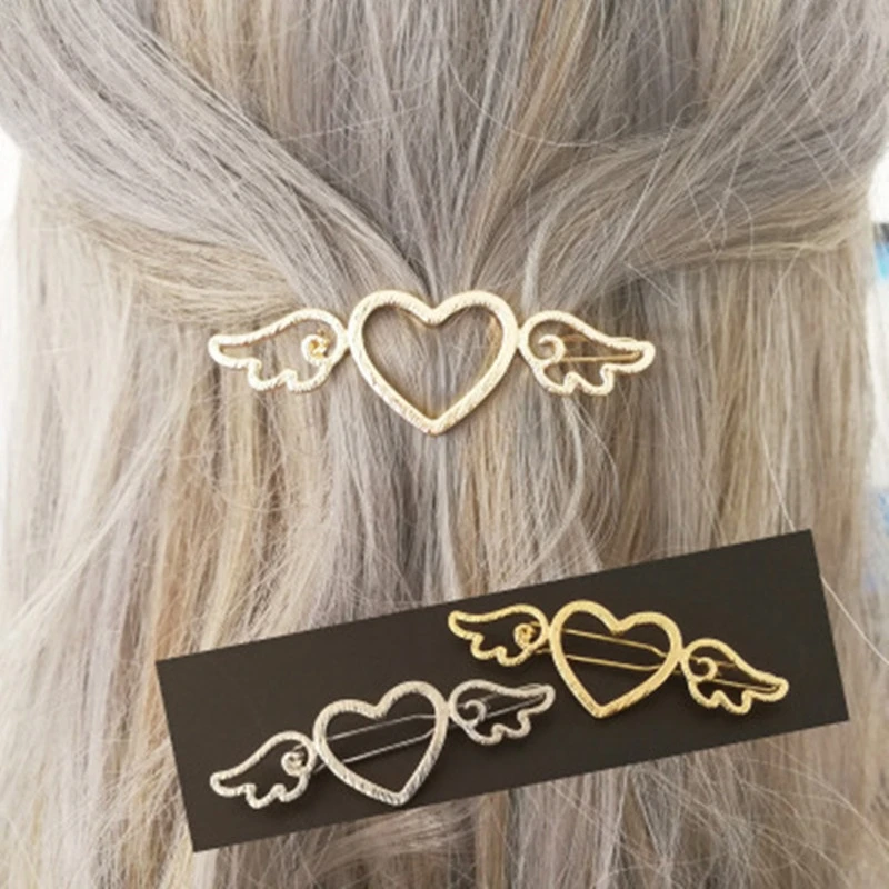 

New Fashion Cute Angel Wings Heart Hair Clip for Women Sweet Barrettes
