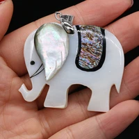 natural stone shell pendants cute elephant mother of pearl reiki heal charms for jewelry making diy women necklace gifts