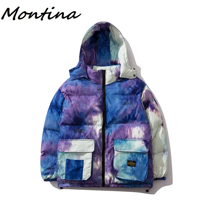 Мужские толстые парки с галстуком в стиле Харадзюку хип-хоп модные повседневные