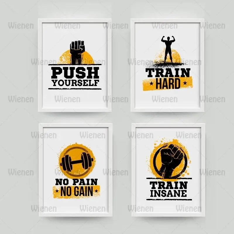 

Workout Fitness Inspirational Quote Canvas Painting Workout Gym Motivational Quote Poster Canvas Art Print and Poster Gym Decor