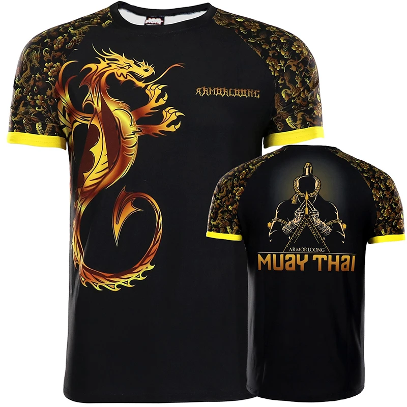 

MMA Fighting T-Shirt Muay Thai Stretch Quick Dry Short Sleeve Training Fitness Sports Arena Boxing Muscle