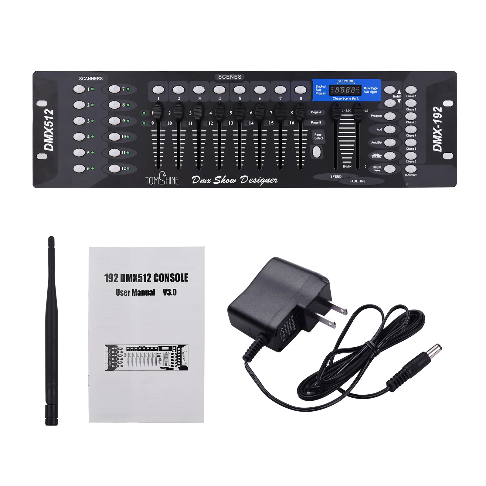 

Пульт управления DMX512, беспроводной, 2,4G, ISM, 192CH, функция программирования, активация звука, светодиодный экран