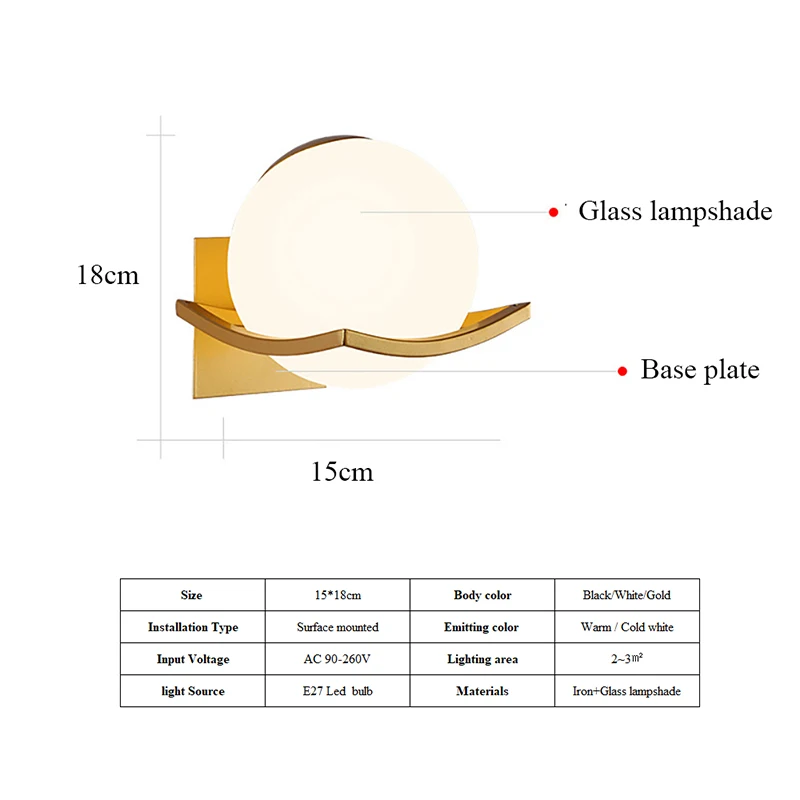 Креативная современная настенная лампа Moon стеклянный шар классические