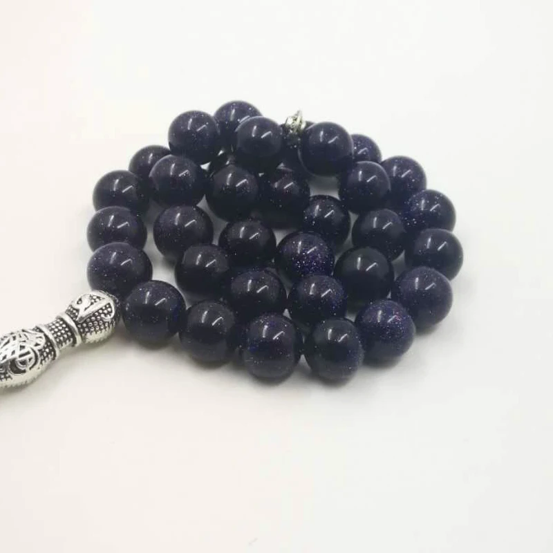 Мужской молитвенный браслет tasbih голубой песчаник gfit для Eid 33 66 99 Paryer beads