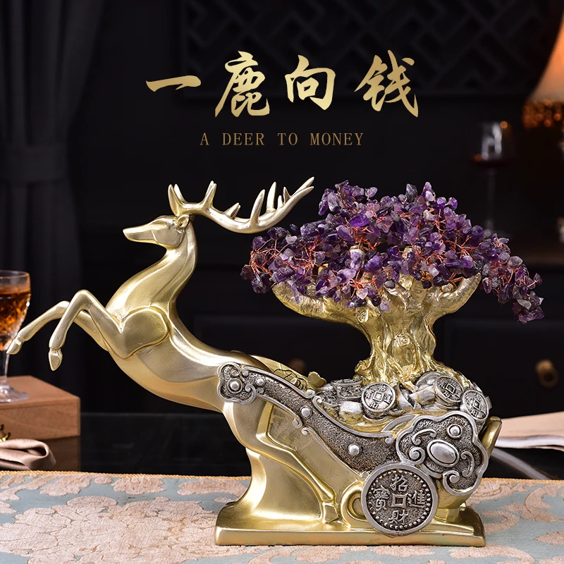 Олень деньги дерево интерьерные украшения олень Винный Стеллаж домашний магазин