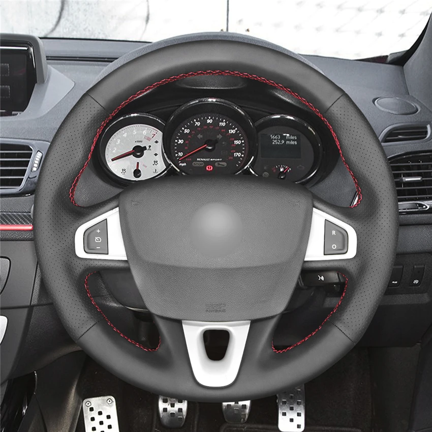 Ручное шитье из натуральной кожи черного цвета для Renault Megane 3 (Coupe) RS 2010-2016 |