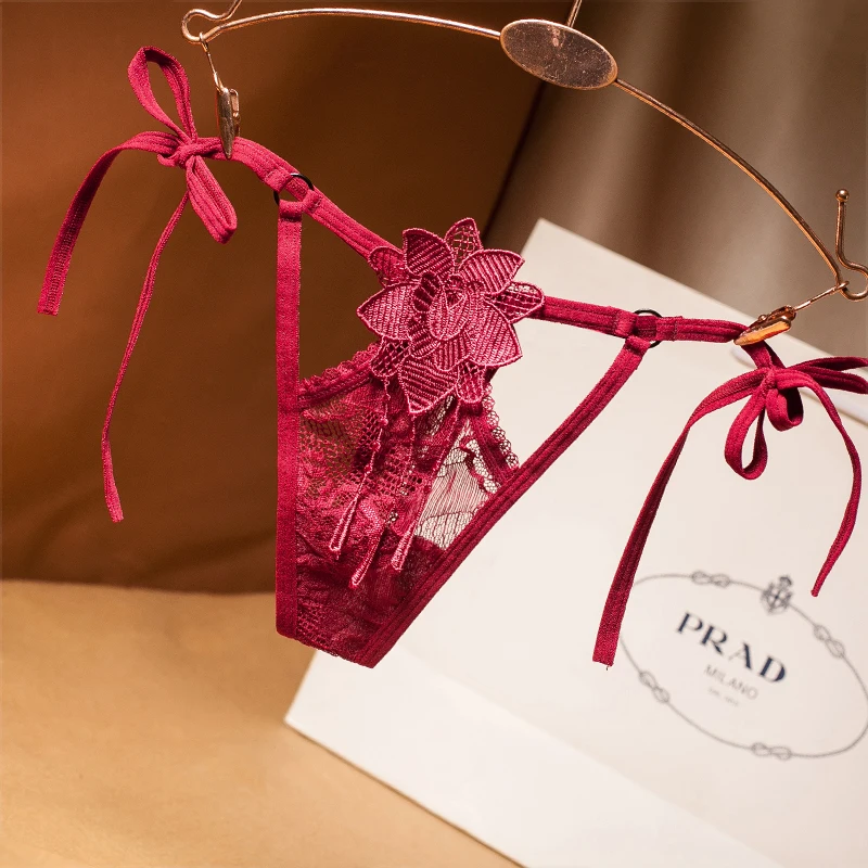 Женские Цветочные стринги AIIOU 3 шт. кружевные сетчатые сексуальные трусики с