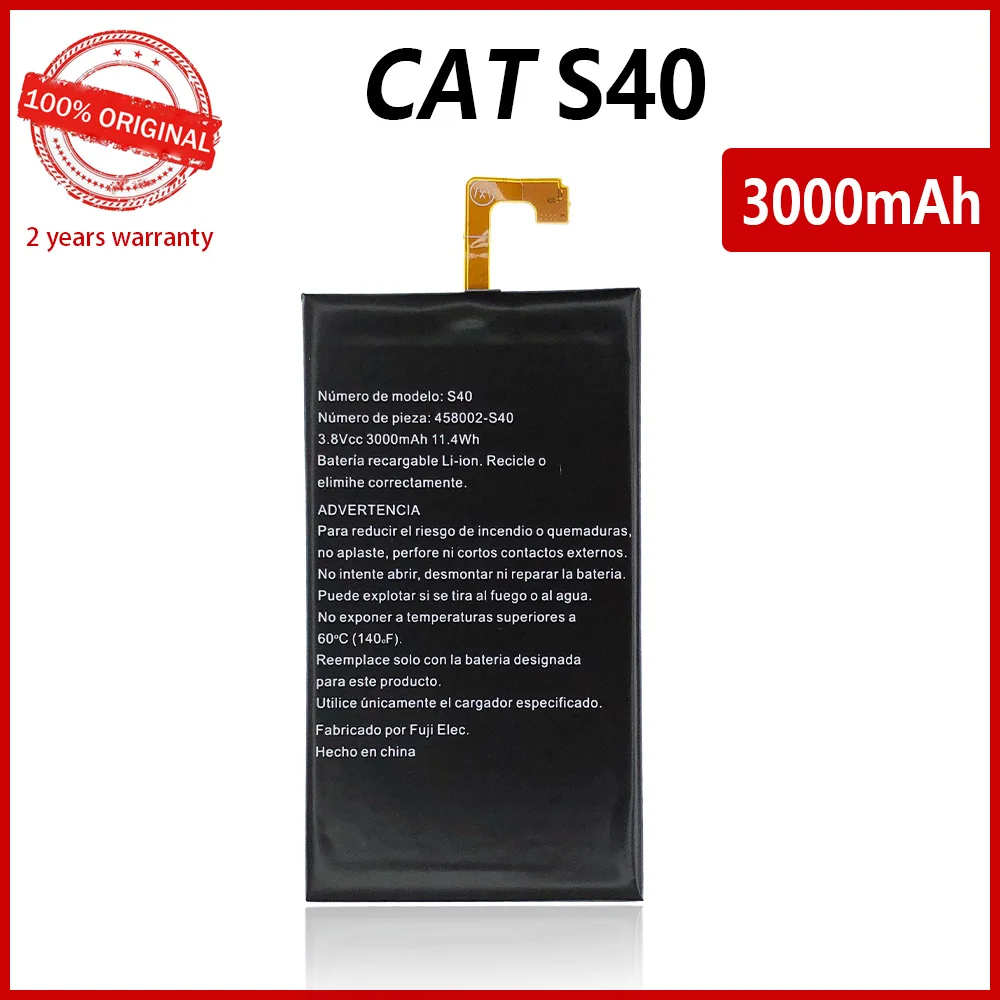 100% Оригинальный 3000Ah S40 Сменный аккумулятор для телефона Caterpillar CAT 458002-S40