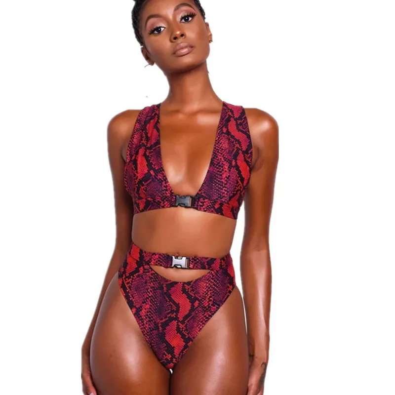 В африканском стиле Купальные костюмы с высокой талией бикини набор 2021 Пряжка