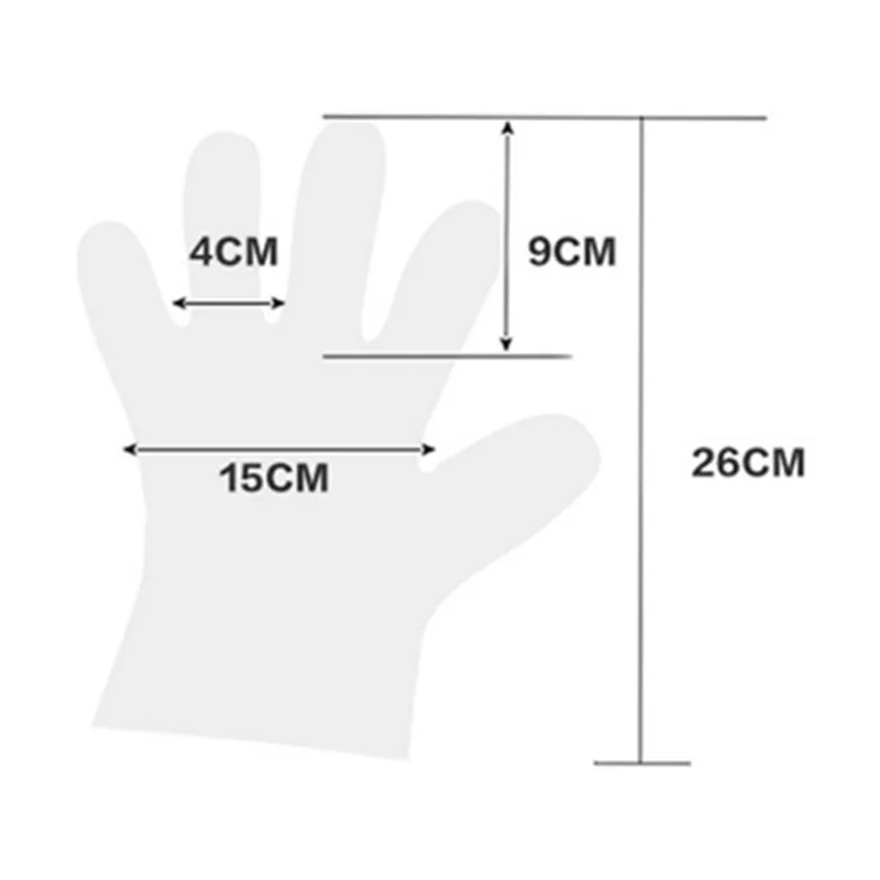 

100pcs Disposable Gloves One-off Plastic Gloves Restaurant BBQ Transparent Eco-friendly PE Gloves for Kitchen Garden Accessories