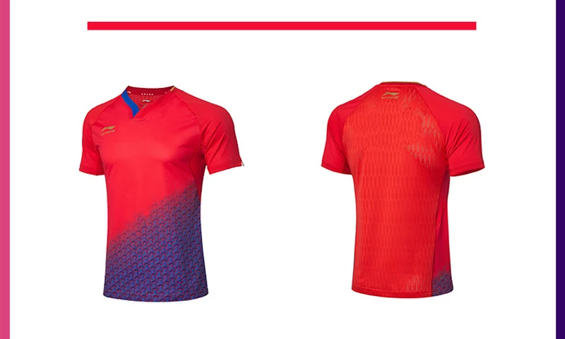 Li-Ning мужской костюм для соревнований по настольному теннису национальная команда спонсор на сухой дышащей подкладке спортивные футболки AAYP081 MTS3090