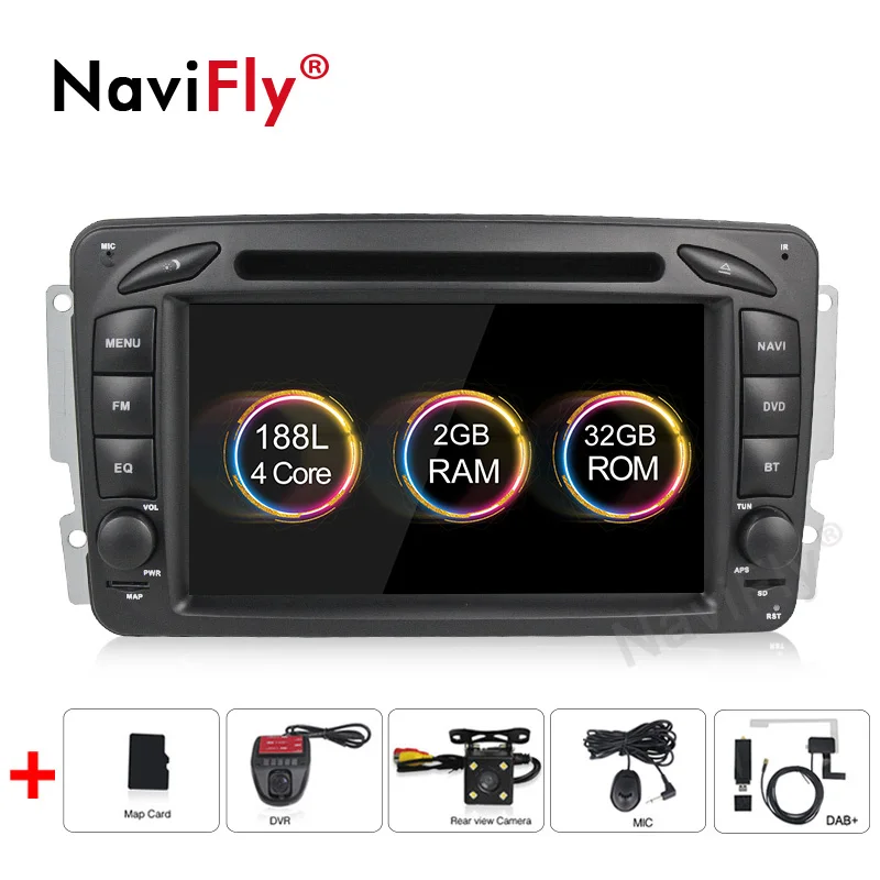 2din Android 9,1 автомобильный dvd мультимедийный плеер gps для Mercedes Benz W209 W203 W168 M ML W463 Viano W639 Vito Vaneo радио FM RDS USB - Цвет: dvd camera DVR DAB