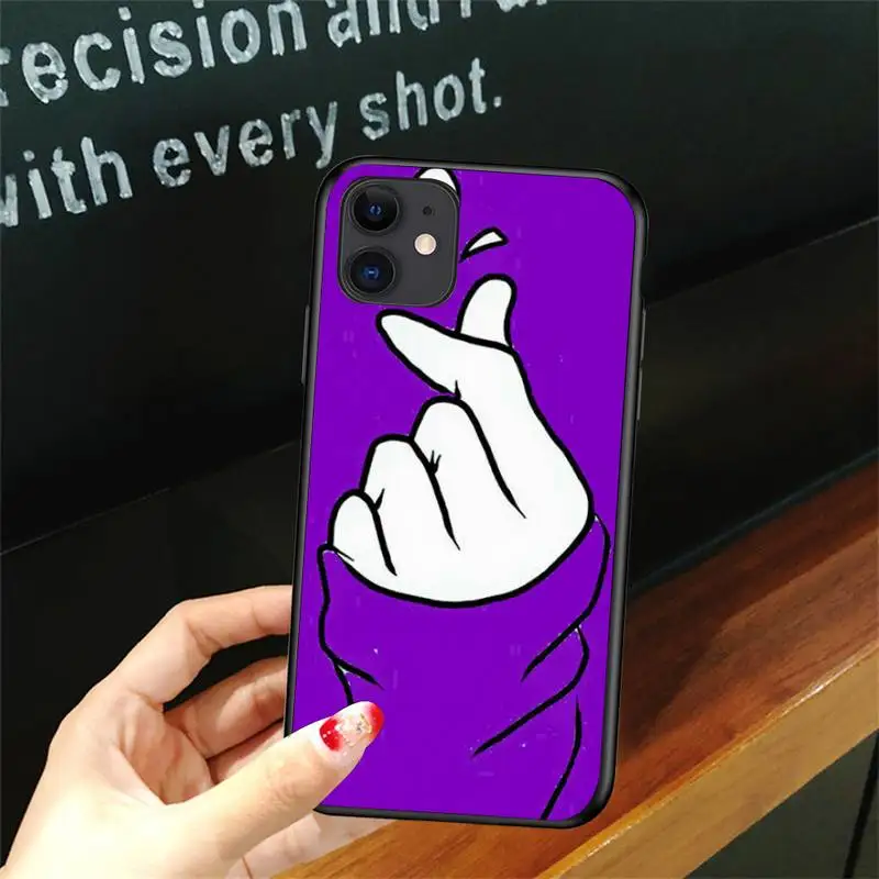 

Korean Finger Heart Love Phone Case For Iphone 5 5S SE 6 6s 7 8 plus X Xr XS 11 12 Mini Pro Max Cover Fundas Coque