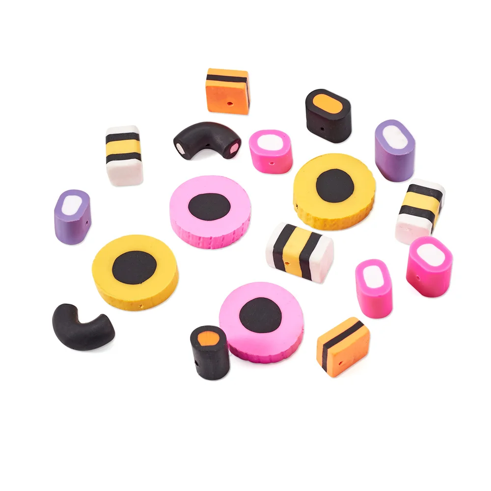 

100Pcs Mixed Shapes Polymer Clay Beads Loose Spacer Handmade Beads For DIY Jewelry Making Bracelet Necklace Accessories