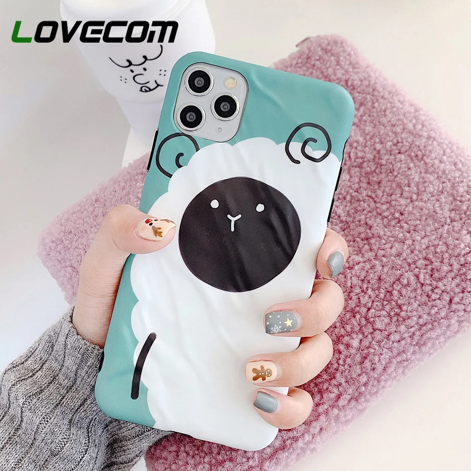 Cute Cartoon Sheep Phone Case For iPhone 11 Pro Max XR X XS 7 8 Plus Soft IMD Milk Skin Full Body Back Cover Bag | Мобильные