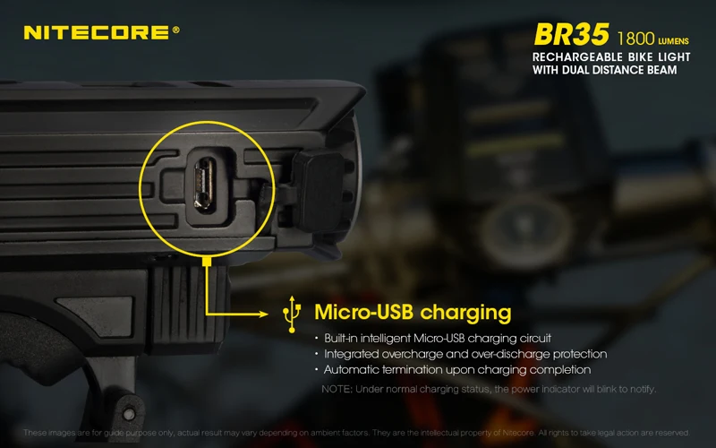 1800 люмен Nitecore BR35 CREE XM-L2 U2 светодиодный Перезаряжаемый велосипед/велосипедный передний свет встроенный аккумулятор 6800 мАч