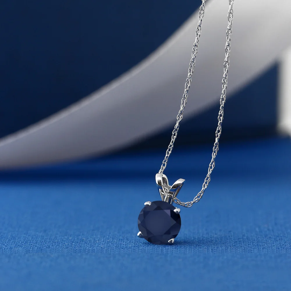 GemStoneKing 14K желтое золото ювелирные изделия 1 00 Ct Круглый Натуральный Синий сапфир