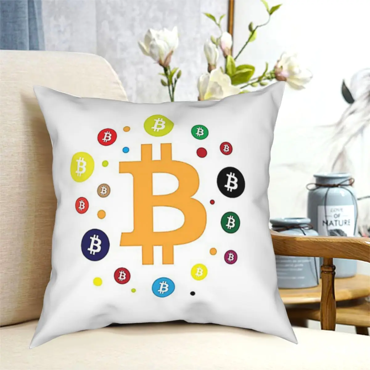 

Virtual currency Bitcoin In All Colors Throw Pillow Cushion Cover Decorative Pillowcases Case Home Sofa Cushions 40x40,45x45cm