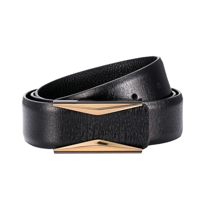 01Black Deepeel 1 шт. 3,4 см* 105-125 см мужской ремень из натуральной кожи официальный костюм брюки гладкая пряжка для ремня металлический Starp подарок для мужчин ремни - Цвет: 01Black