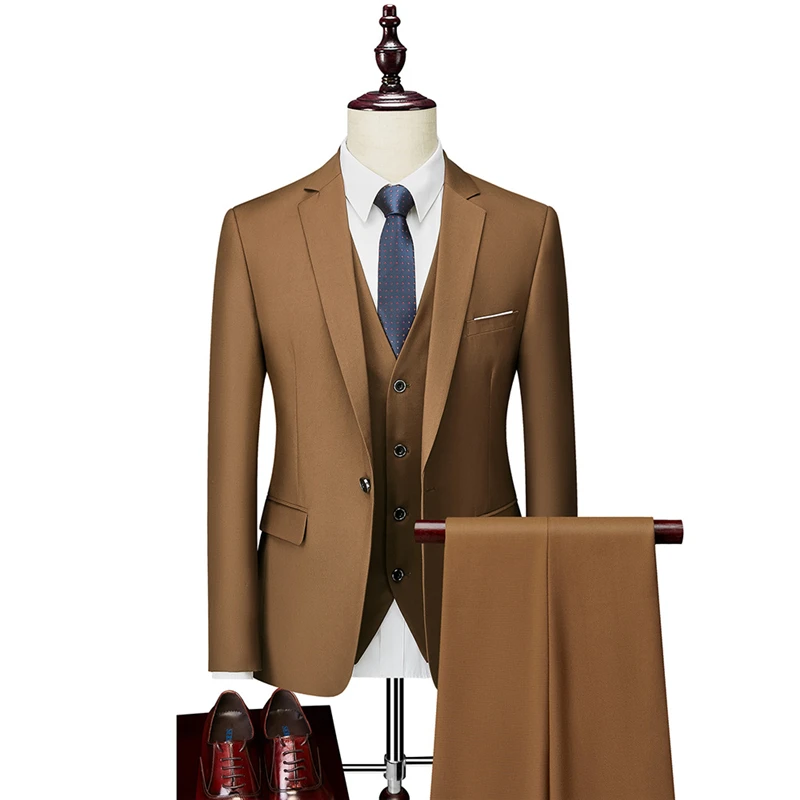 

Men Suits Formal Business Casual Suit 3 Pieces Set / Men's High-end Blazers Pants Vest Spring and Autumn Style terno hombre