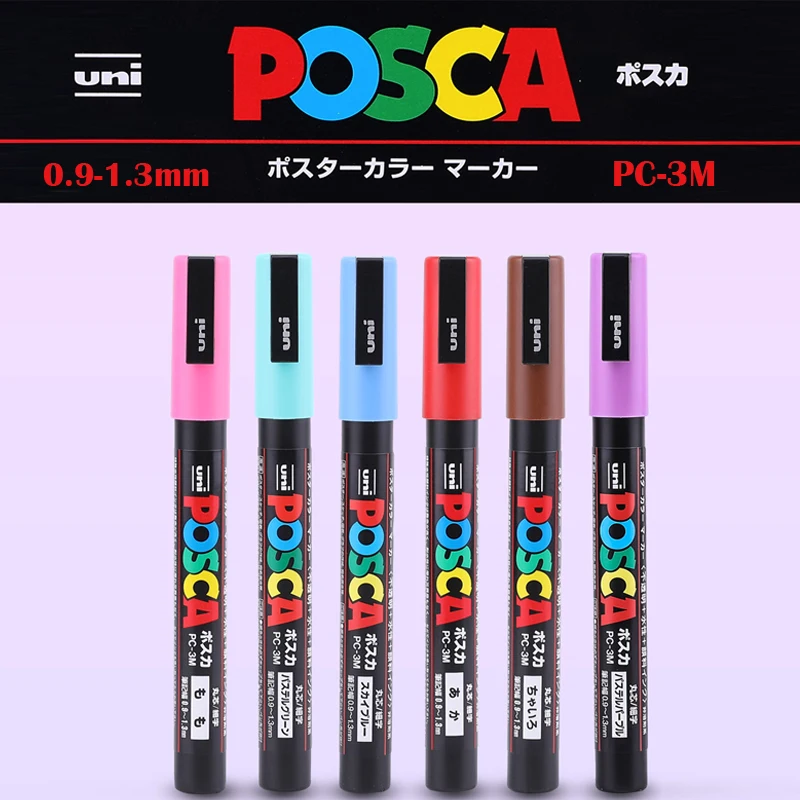 2 шт./партия Mitsubishi Uni Posca PC-3M Краска Маркер-тонкий наконечник-0,9 mm-1.3 мм 24 цвета выбор Искусство Маркер