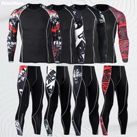 thermal underwear for men gym fitness clothing sportswear suits mens running set fitness tight sport suit men outdoor jogging
