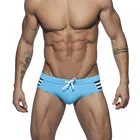 Мужские сексуальные трусы для плавания с низкой посадкой, в полоску, выносливость и запуск сращивания, бикини для серфинга, купальный костюм, контурная сумка, купальный костюм, пляжные шорты