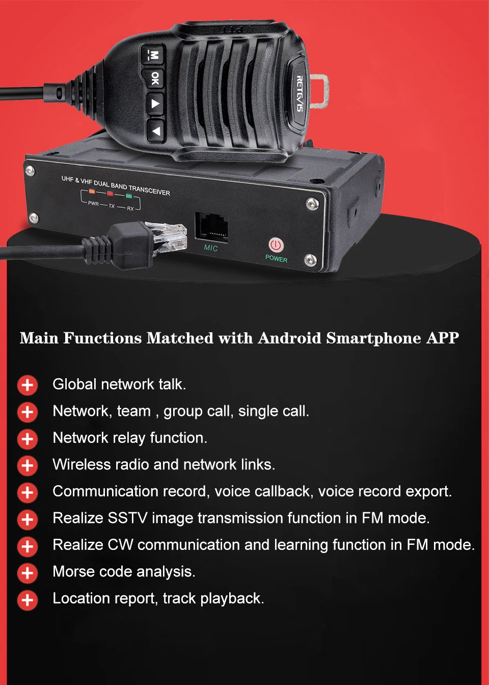 RETEVIS RT99 4G Bluetooth-compatible Mobile Radio UHF VHF Car Walkie Talkie 50W Full-featured APP Operate GPS Realtime Position