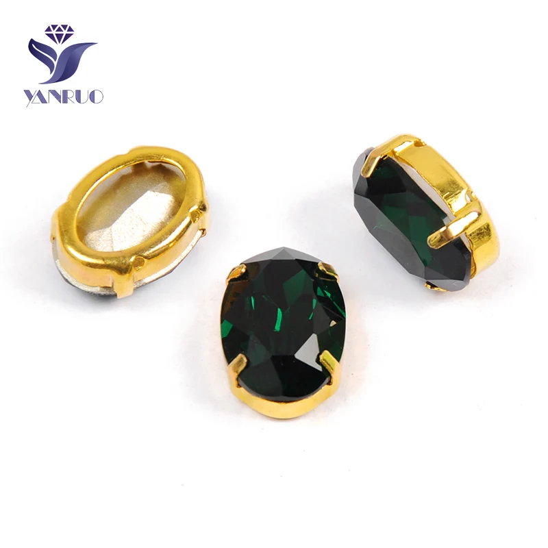 Emerald Yanruo 4120 Овальный заостренный назад пришить стразы стеклянные изделия ручной работы камни страз стразы для поделок ювелирных изделий - Цвет: Emerald