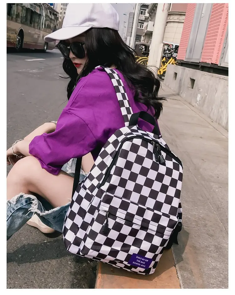 Повседневный клетчатый рюкзак для женщин дорожная зеленая клетчатая белая
