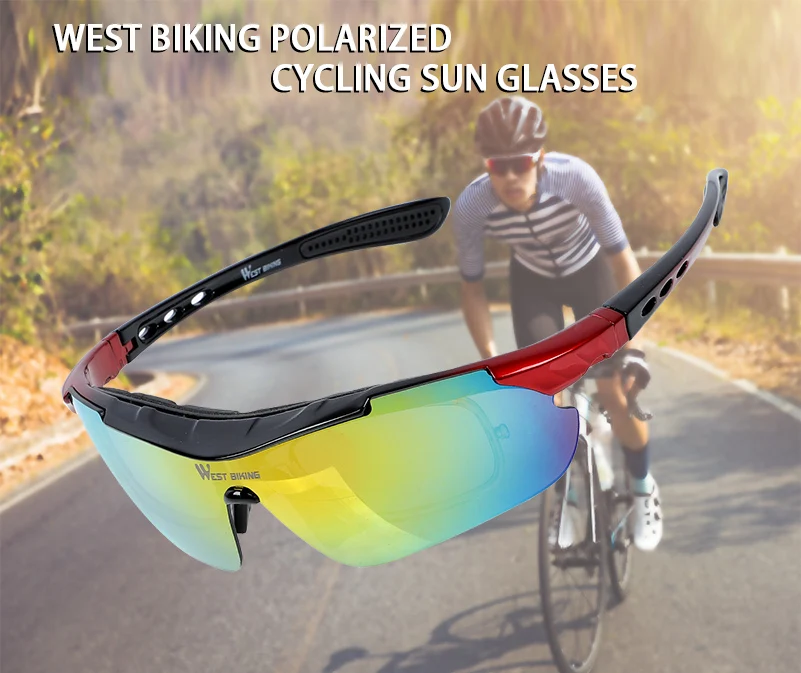 

West Biking Cycling Polarized Sunglasses 5 Lenses Bicycle Eyewear Glasses Mountain Road Bike Men Women Sport Cycling Equipment