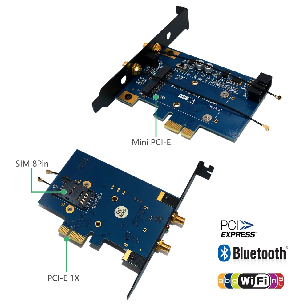 pci e wifi adapter pcie wifi bluetooth adapter mini pci express to pcie x1 network card for mini pci e wifi 3g4glte sim slot free global shipping