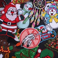 christmas santa feather iron on transfers for clothing thermoadhesive patches on clothes flex fusible patch thermal stickers