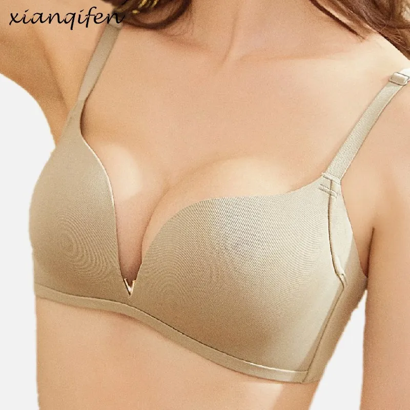 

Xianqifen seamless bras for women sexy bralette push up brassiere girl wireless intimates beauty back lingerie small size top bh