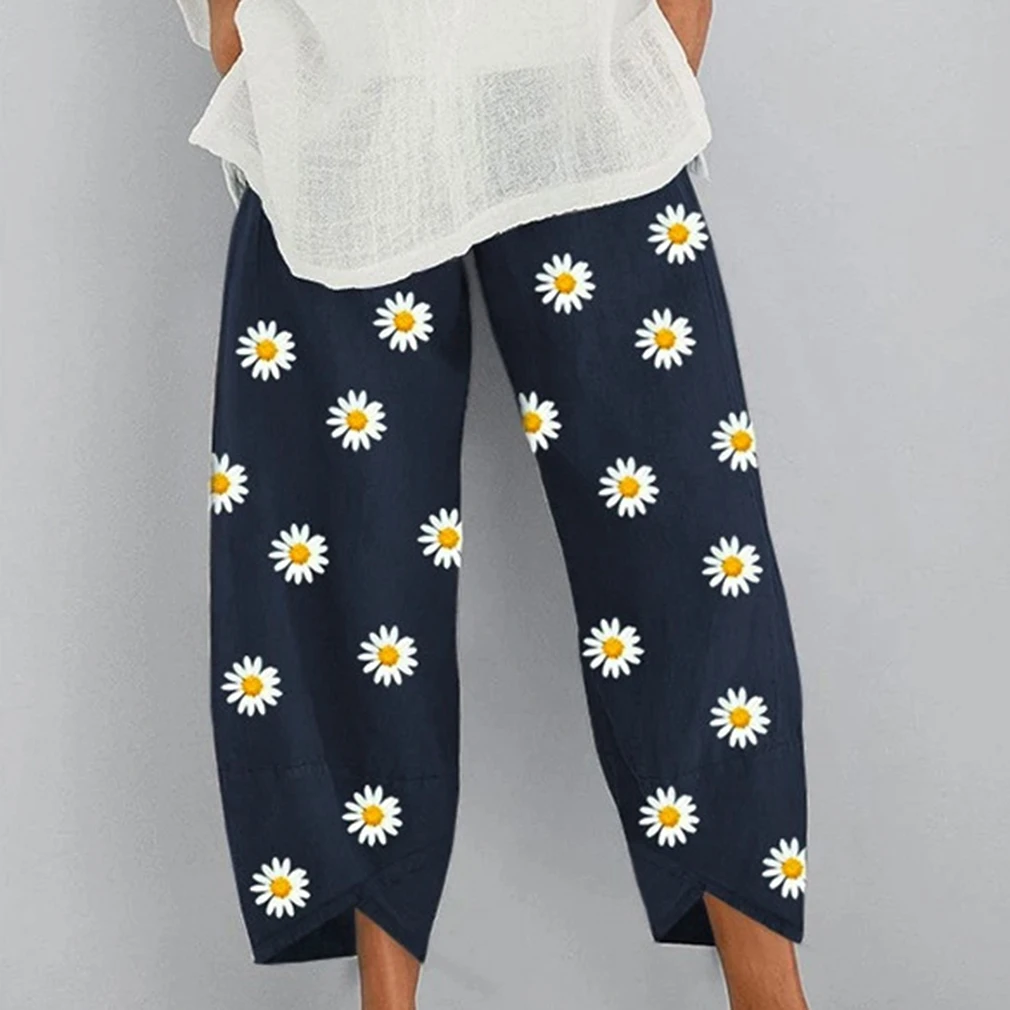 

Women Slim Fit Trousers Trendy High Waist Printed Floral Small Fresh Pants High Quality Pants With Pocket For Female