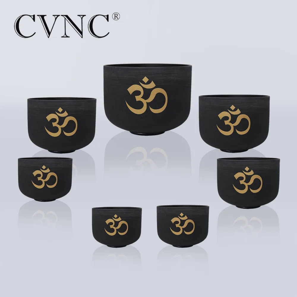 CVNC Chakra OM Дизайн Набор из 7 шт. "-12" Note CEEFGAB Матовый Кварцевый Кристалл Поющая чаша