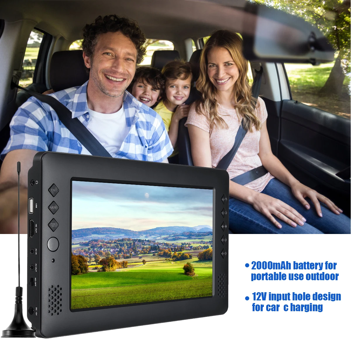 9 дюймов портативный мини-Телевизор DVB-T/T2 D tv FM HD 1080P H.265 цифровые и аналоговые Led ТВ Поддержка MP4 AC3 HDMI монитор