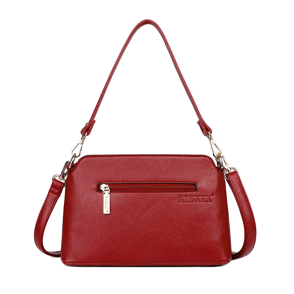 Женские сумки из натуральной кожи модные с линиями личи большие ручные красные